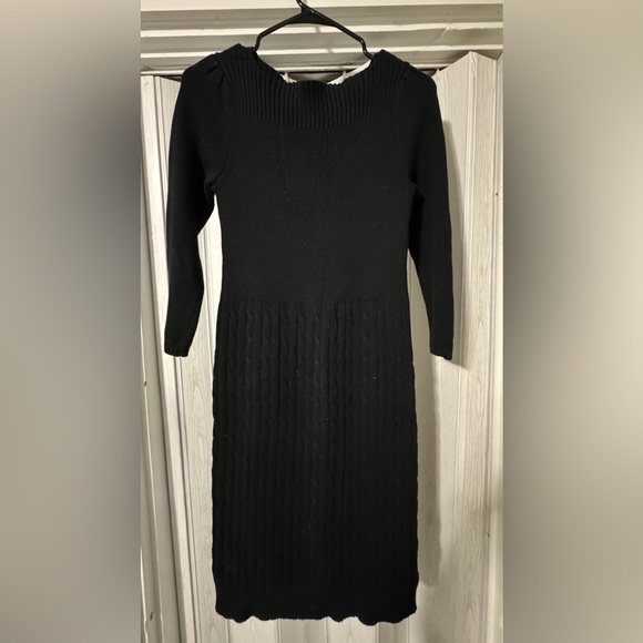 Ralph Lauren Black Cable Knit Sweater Dress Size Medium - Picture 1 of 4